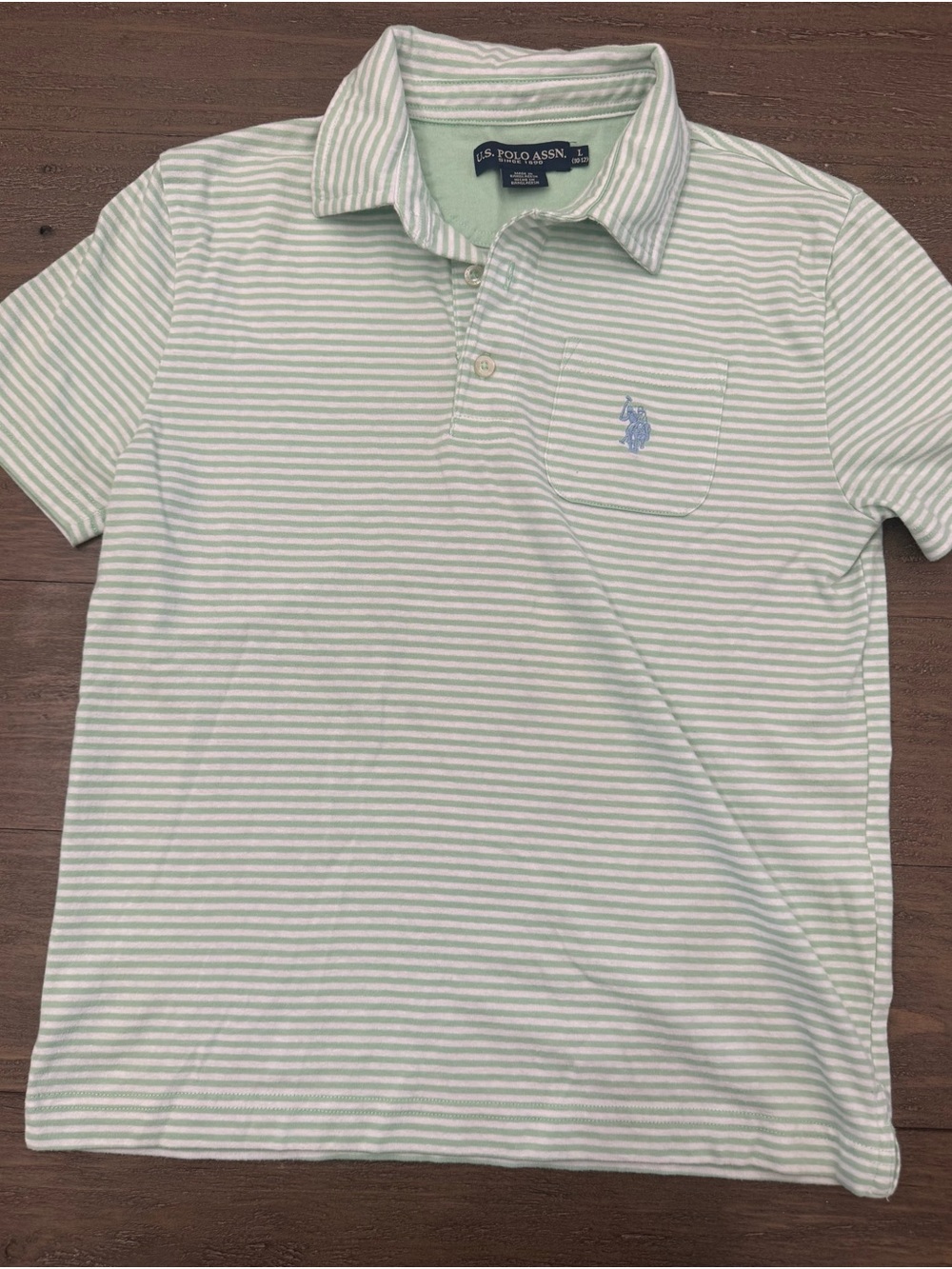 U.S. Polo Assn. Light Mint & White Striped Polo Shirt